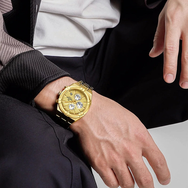 Relógio Casual Masculino Naviforce Elegant Gold