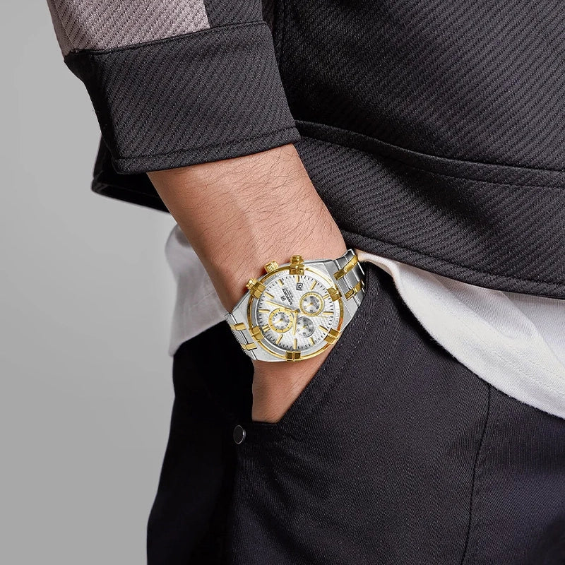 Relógio Casual Masculino Naviforce Elegant White Gold