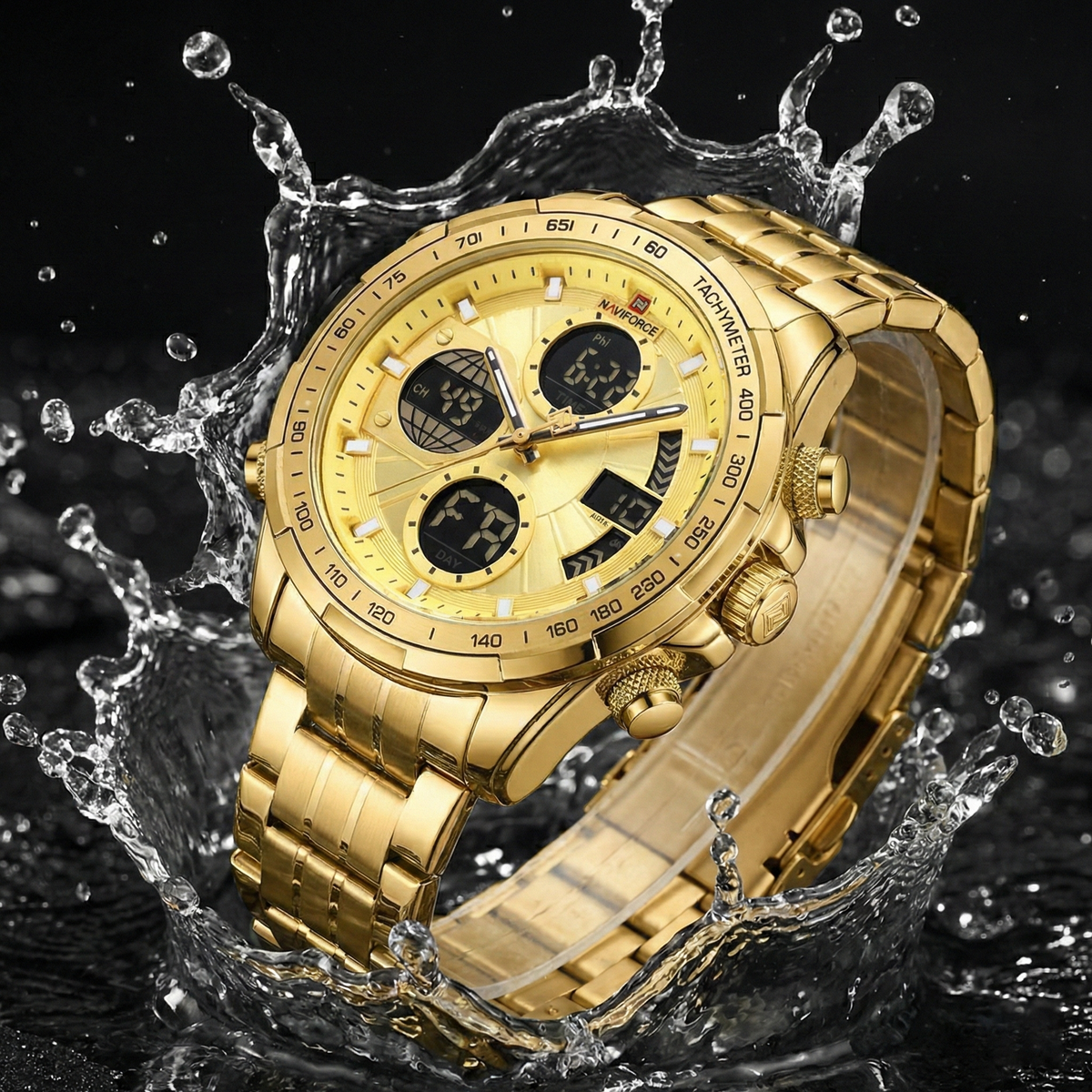 Relógio Naviforce Militar Esportivo Vanguard Gold NF9197