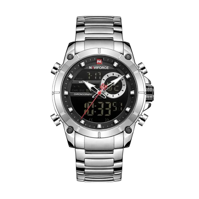 Relógio Masculino Aço Naviforce NF 9163 Silver