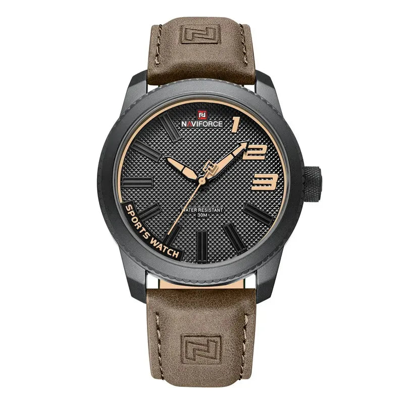 Relógio Masculino Pulseira de Couro Naviforce NF 9202 Brown