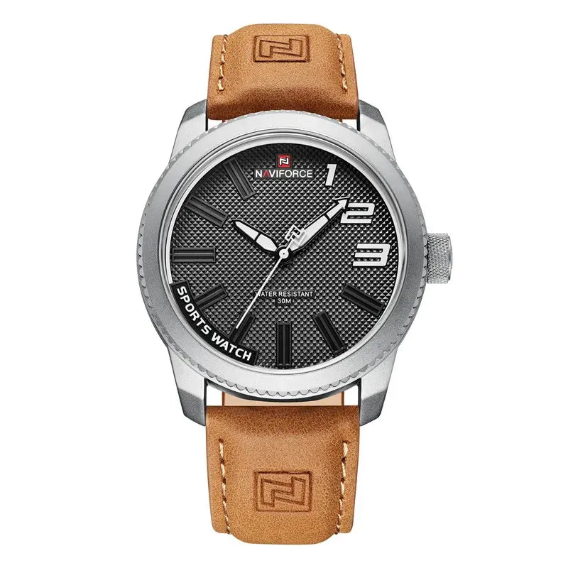 Relógio Masculino Pulseira de Couro Naviforce NF 9202 Caramel