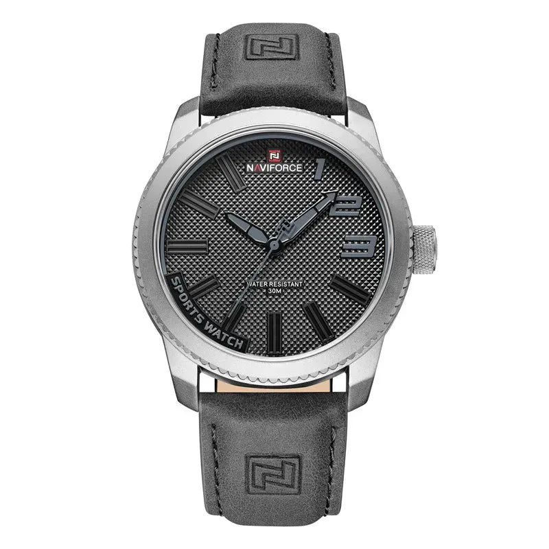 Relógio Masculino Pulseira de Couro Naviforce NF 9202 Dark