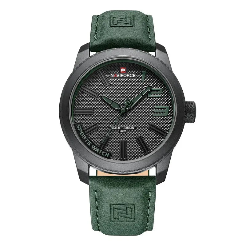 Relógio Masculino Pulseira de Couro Naviforce NF 9202 Green