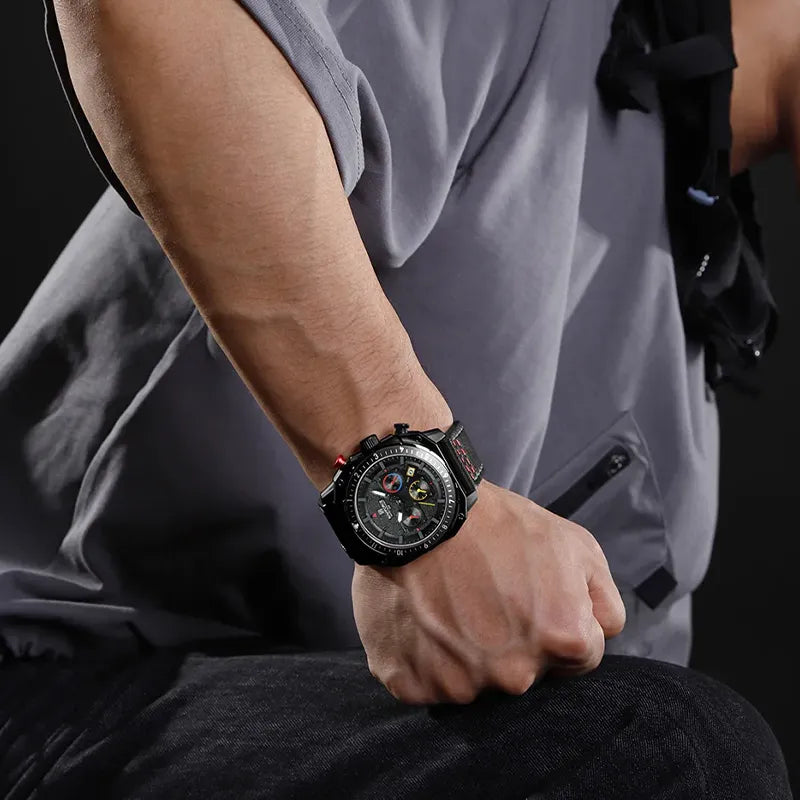 Relógio Masculino Pulseira de Couro Naviforce Signature Dusky