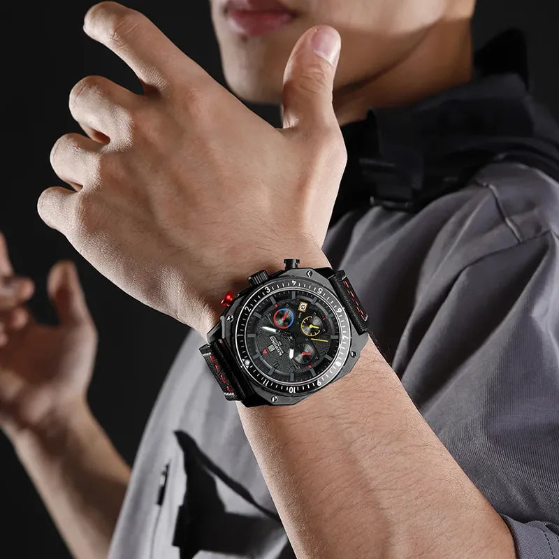 Relógio Masculino Pulseira de Couro Naviforce Signature Dusky