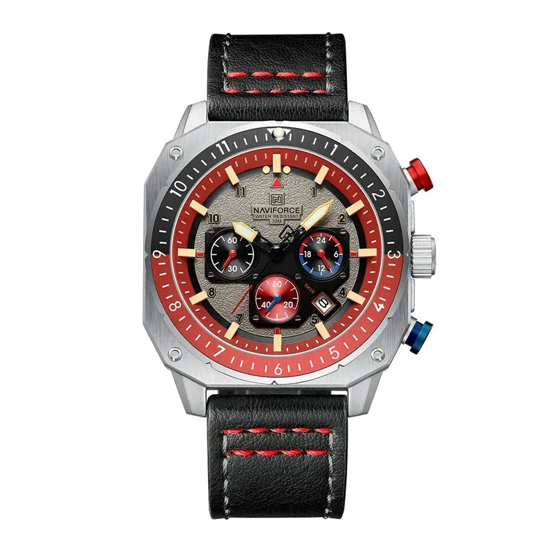 Relógio Masculino Pulseira de Couro Naviforce Signature Eagle