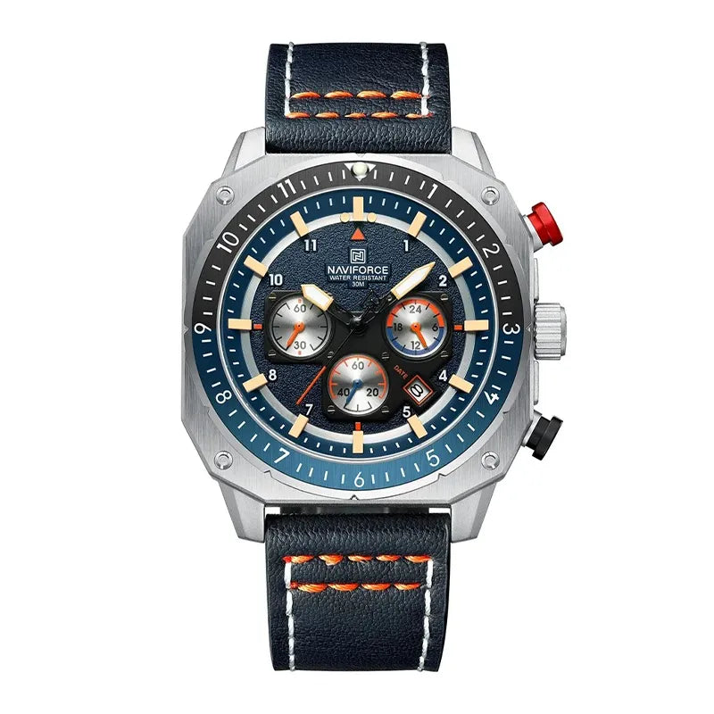 Relógio Masculino Pulseira de Couro Naviforce Signature Ocean