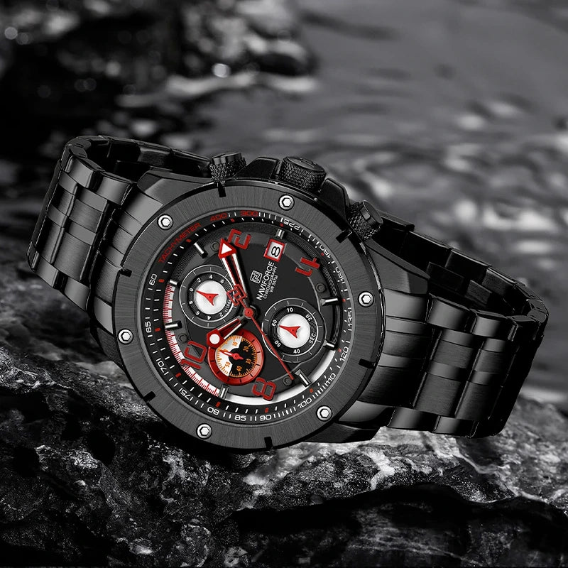 Relógio Masculino em Aço Naviforce Clark Red