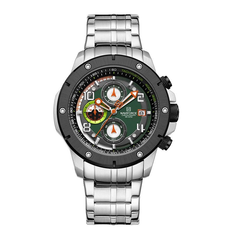 Relógio Masculino em Aço Naviforce Clark Green