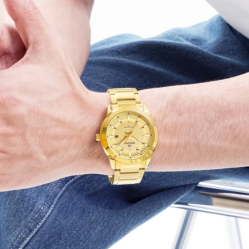 Relógio Masculino Casual Naviforce Select Gold