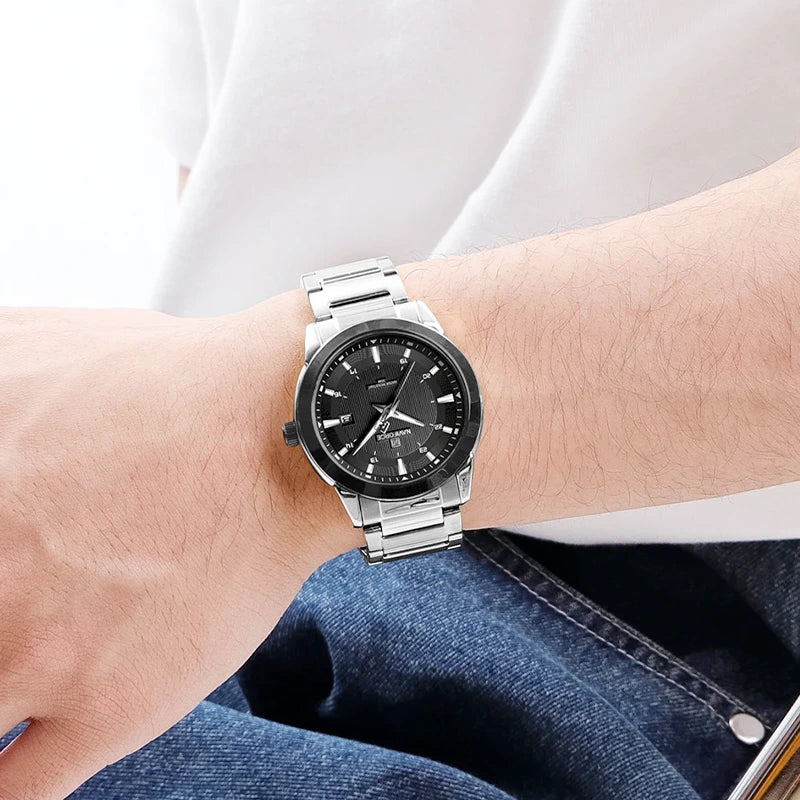 Relógio Masculino Casual Naviforce Select Silver Black