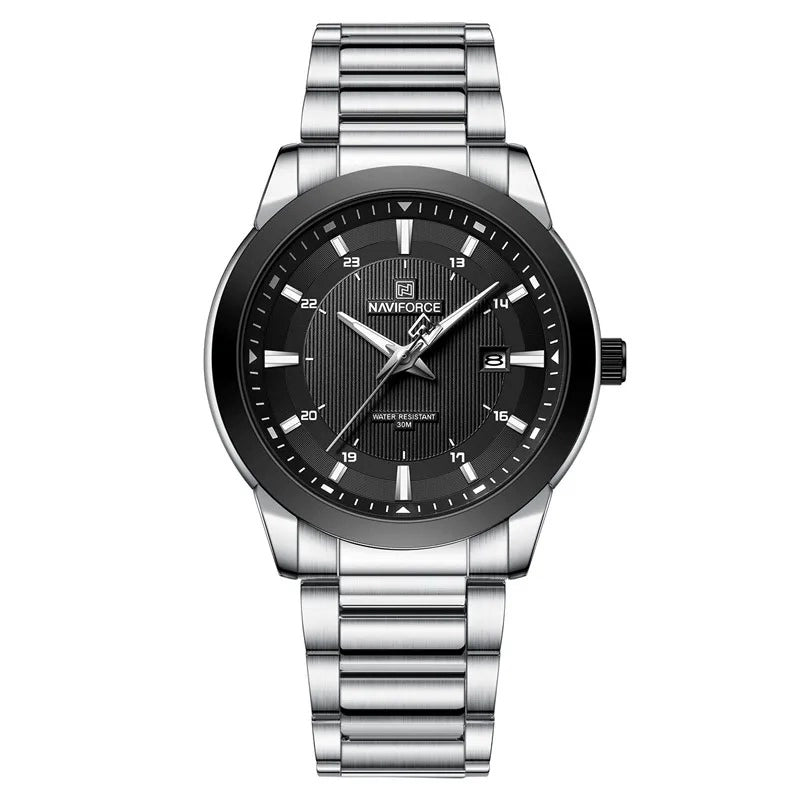 Relógio Masculino Casual Naviforce Silver Black