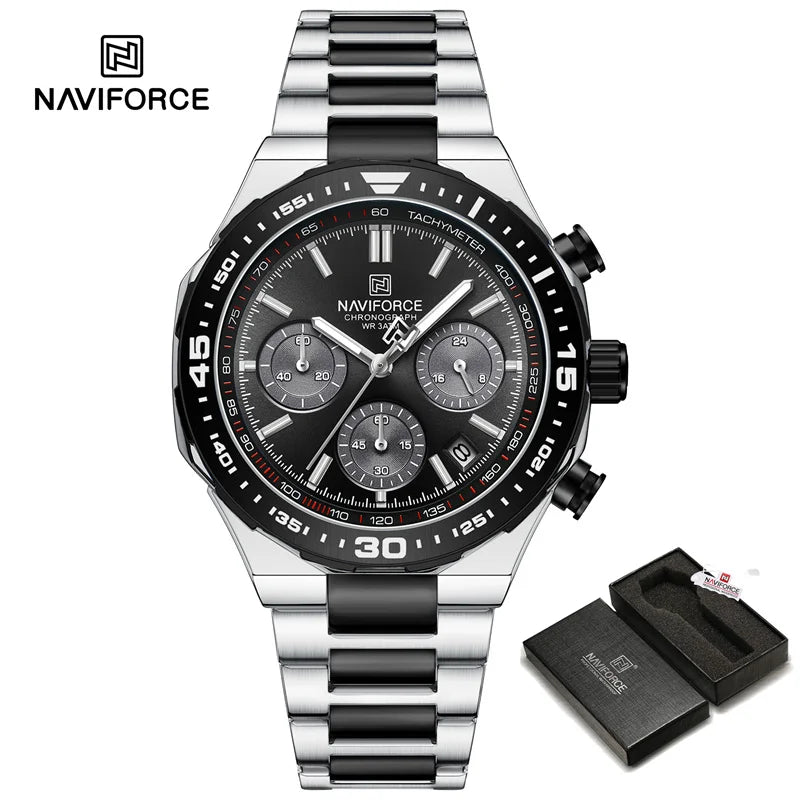 Relógio Naviforce Maverick NF8049 - Cronógrafo Aço Moderno