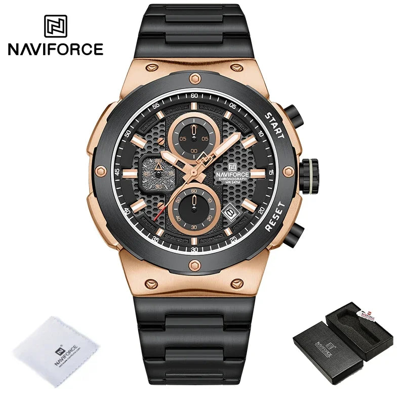 Relógio Naviforce Royal NF8072 - Cronógrafo Luxo Aço Inox