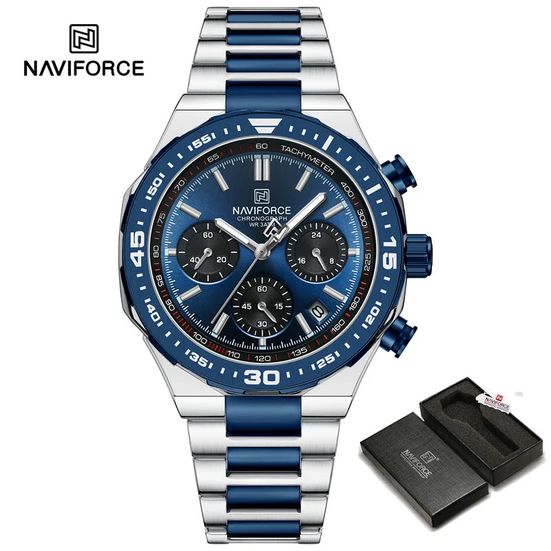 Relógio Naviforce Maverick NF8049 - Cronógrafo Aço Moderno