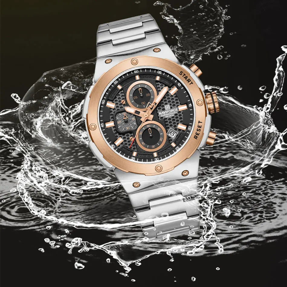 Relógio Naviforce Royal NF8072 - Cronógrafo Luxo Aço Inox