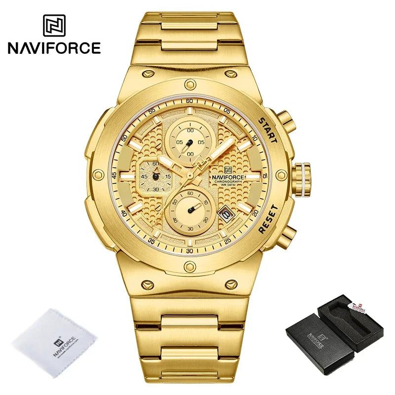 Relógio Naviforce Royal NF8072 - Cronógrafo Luxo Aço Inox