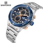 Relógio Naviforce Royal Silver Blue NF8072 - Cronógrafo Aço