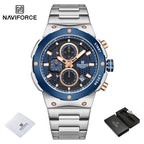 Relógio Naviforce Royal Silver Blue NF8072 - Cronógrafo Aço