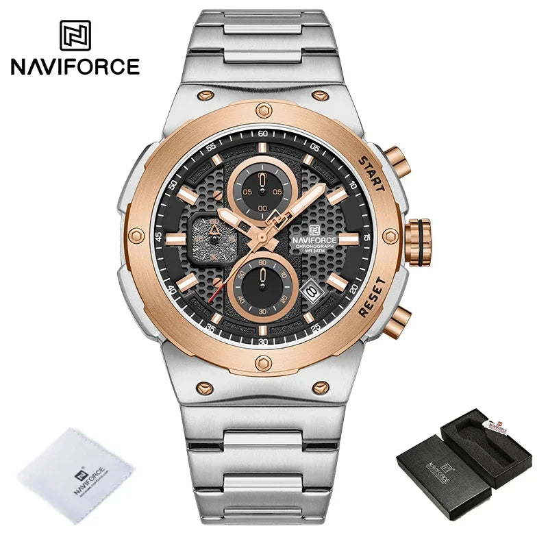 Relógio Naviforce Royal NF8072 - Cronógrafo Luxo Aço Inox