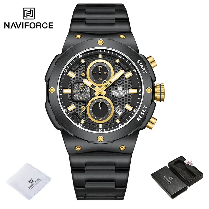 Relógio Naviforce Royal NF8072 - Cronógrafo Luxo Aço Inox