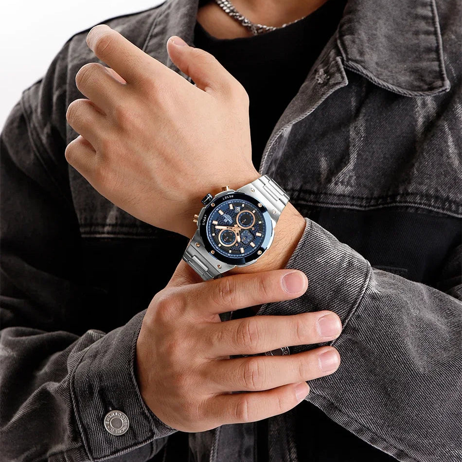Relógio Naviforce Royal Silver Blue NF8072 - Cronógrafo Aço