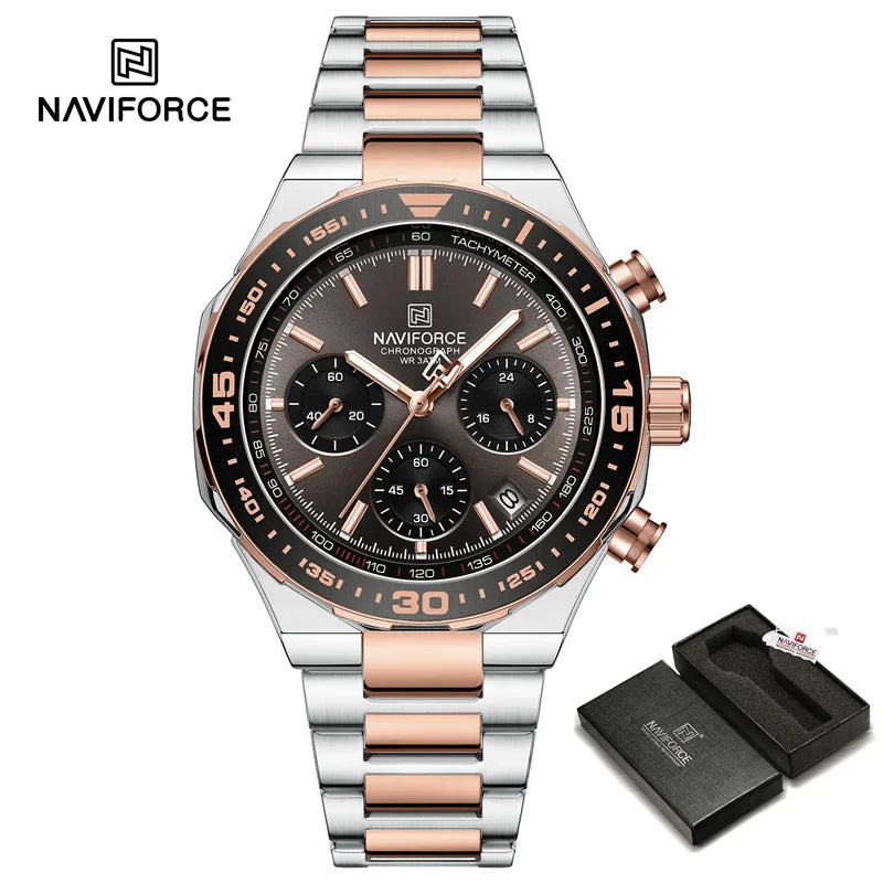 Relógio Naviforce Maverick NF8049 - Cronógrafo Aço Moderno