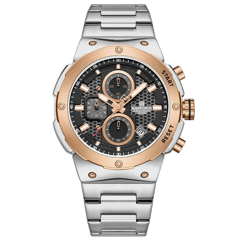Relógio Naviforce Royal NF8072 - Cronógrafo Luxo Aço Inox