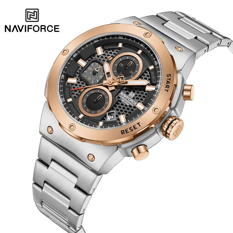 Relógio Naviforce Royal NF8072 - Cronógrafo Luxo Aço Inox