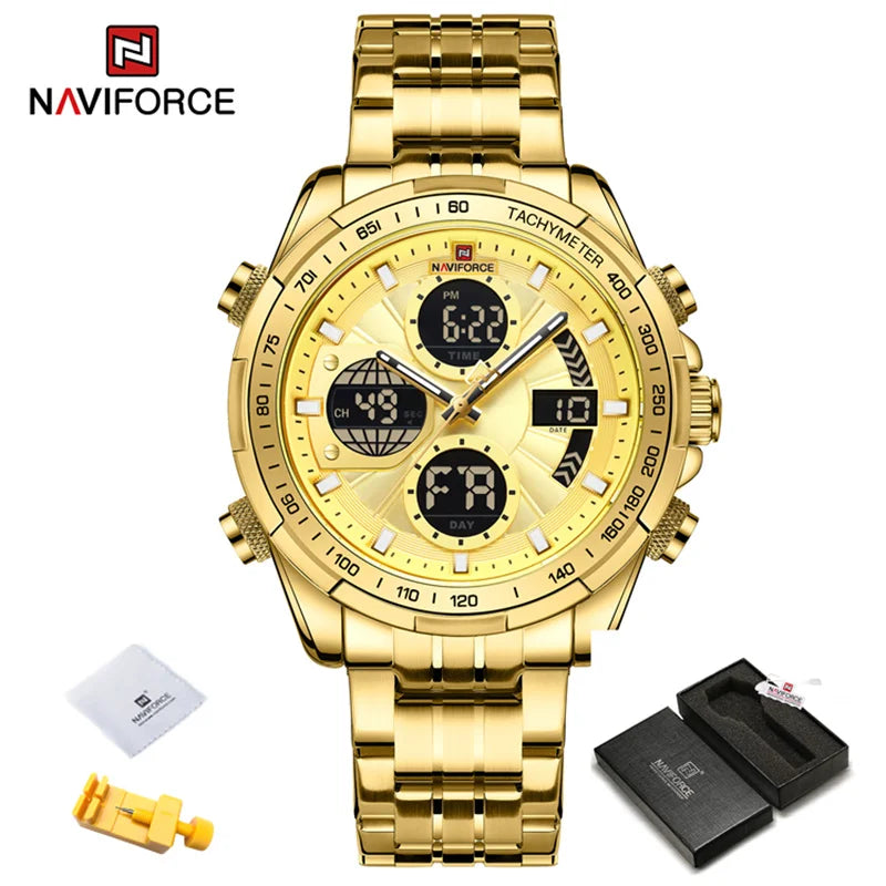 Relógio Naviforce Militar Esportivo Vanguard Gold NF9197