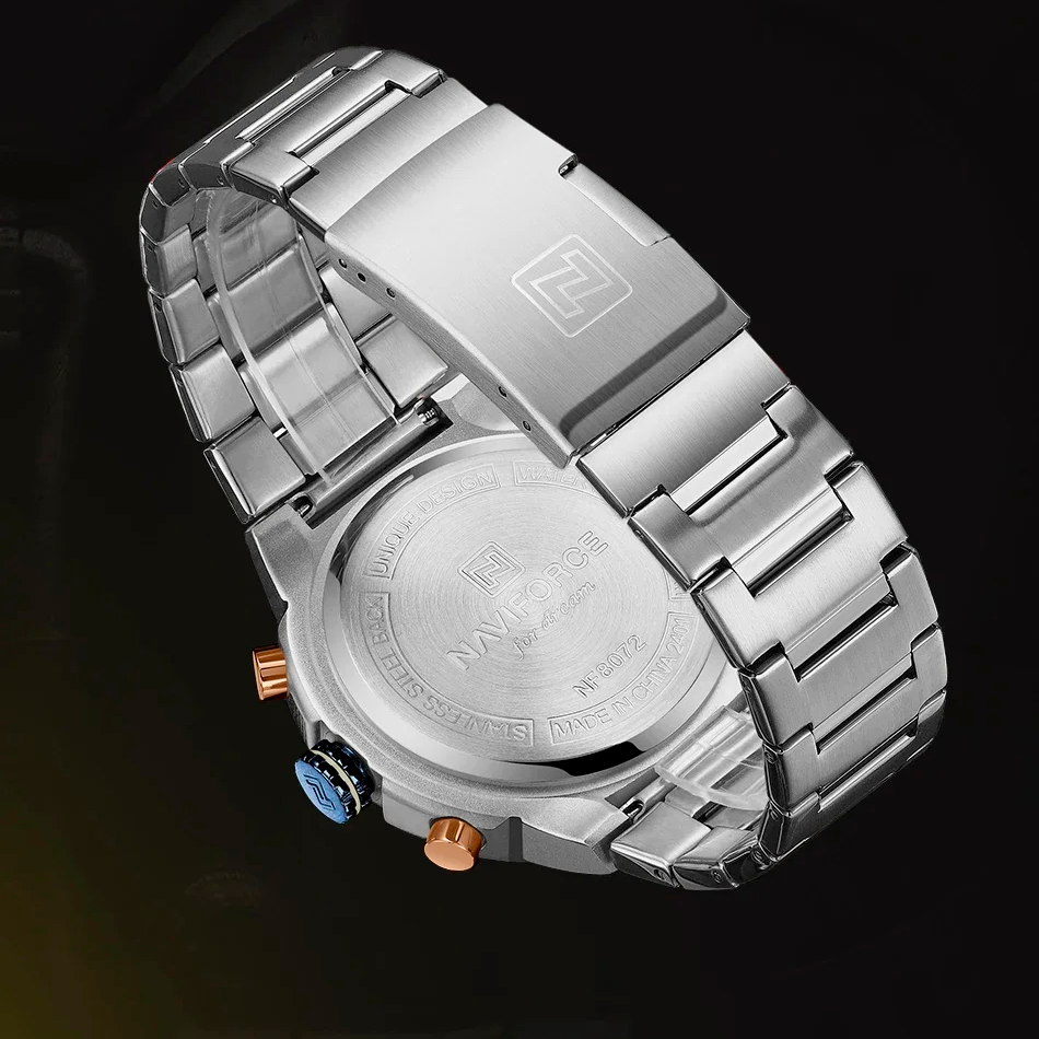 Relógio Naviforce Royal Silver Blue NF8072 - Cronógrafo Aço