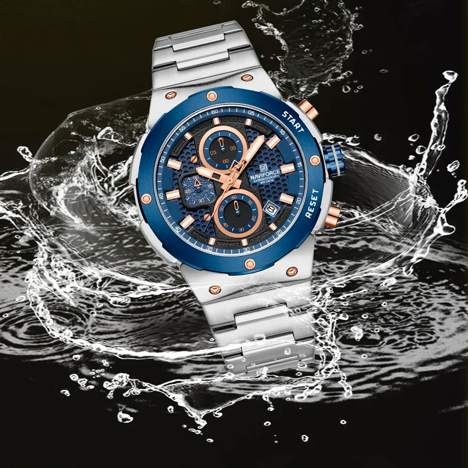Relógio Naviforce Royal Silver Blue NF8072 - Cronógrafo Aço